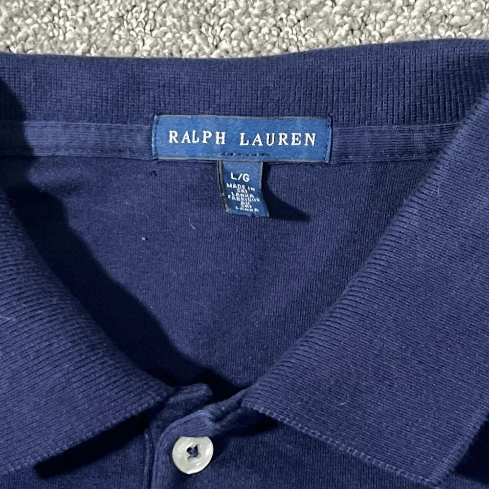 Ralph Lauren Polo Shirt Girls‎ Large Navy Blue Purple Pony Logo Short Sleeve